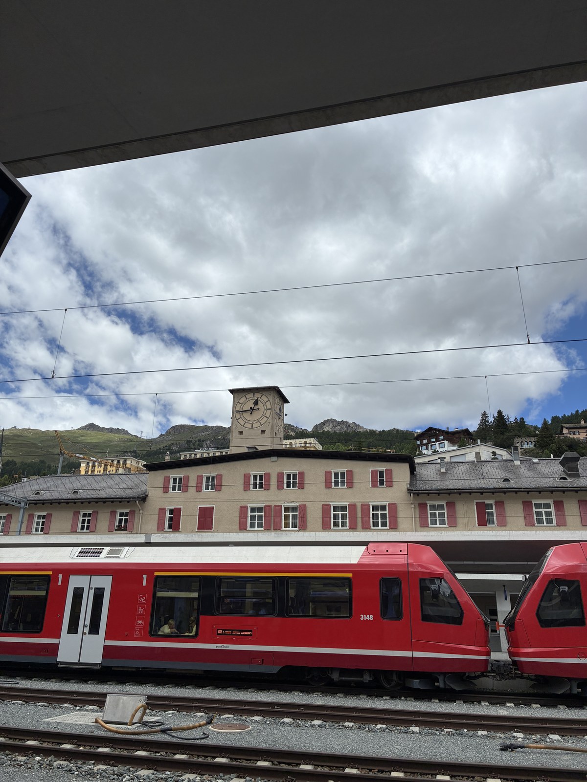The red train at St. Moritz station
