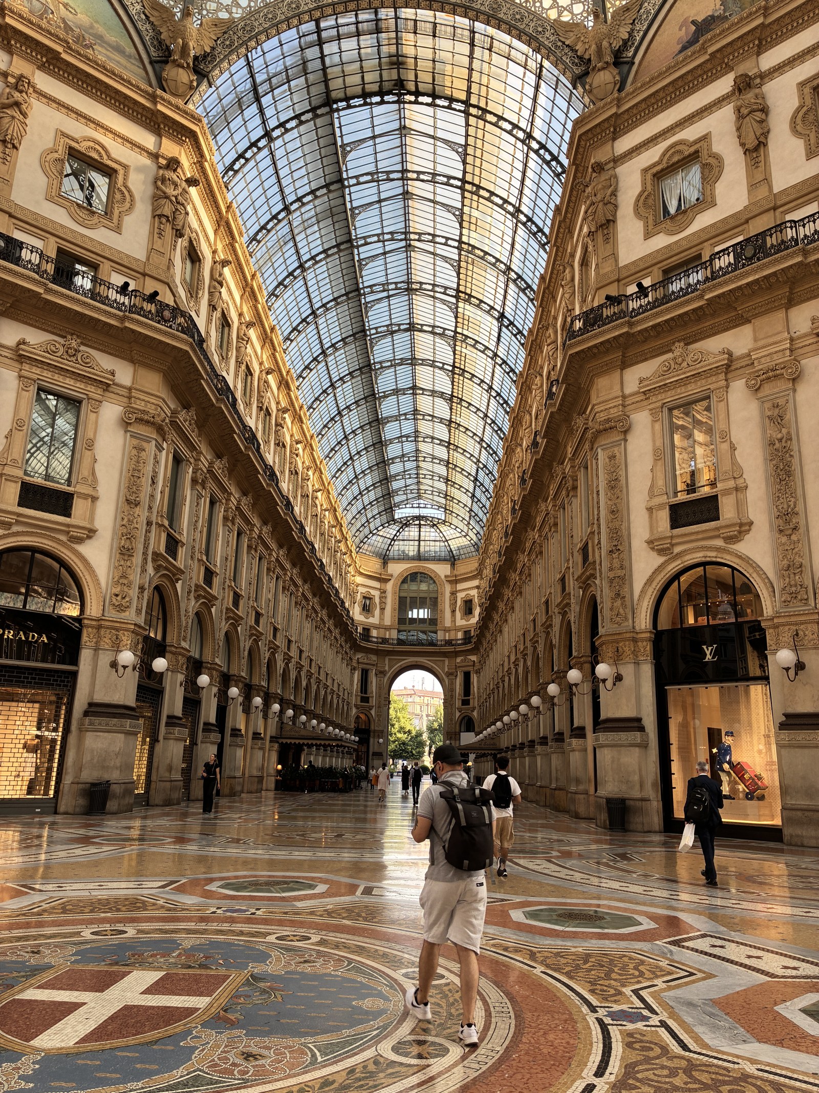 Interior of Galleria Vittorio Emanuele II in Milan with the Prada store
