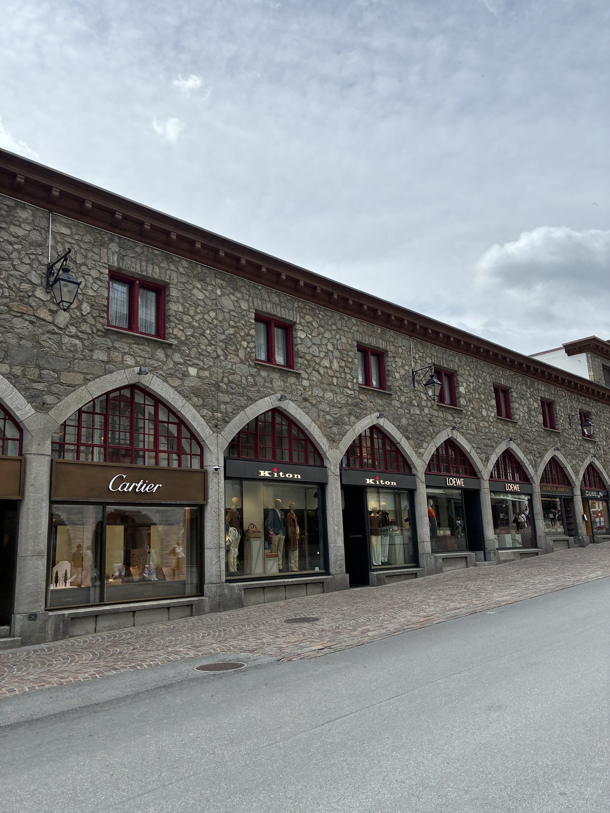 Luxury boutiques including Cartier in St. Moritz