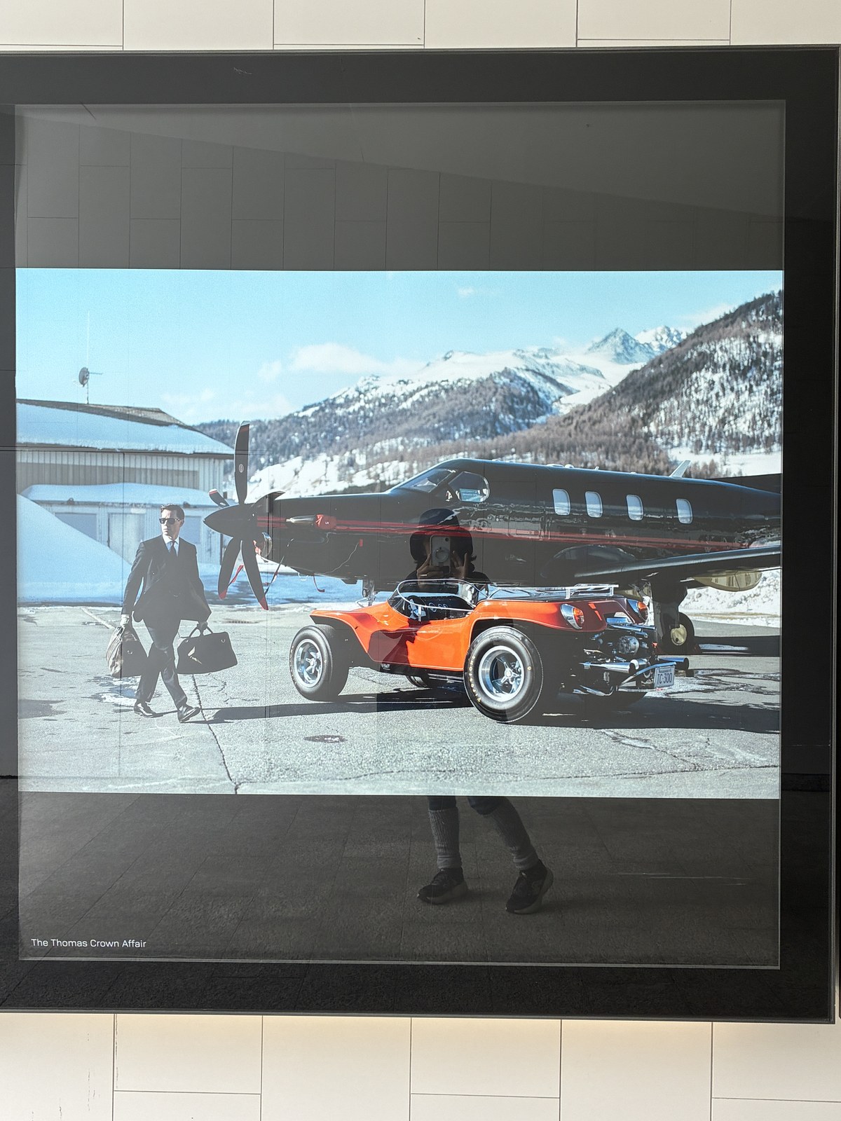 Private jet artwork displayed in St. Moritz