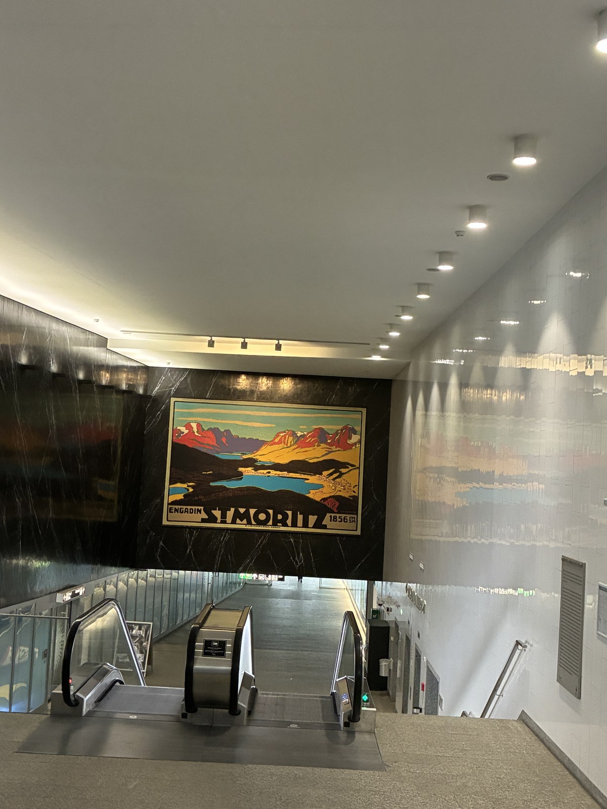 Modern escalator at St. Moritz station