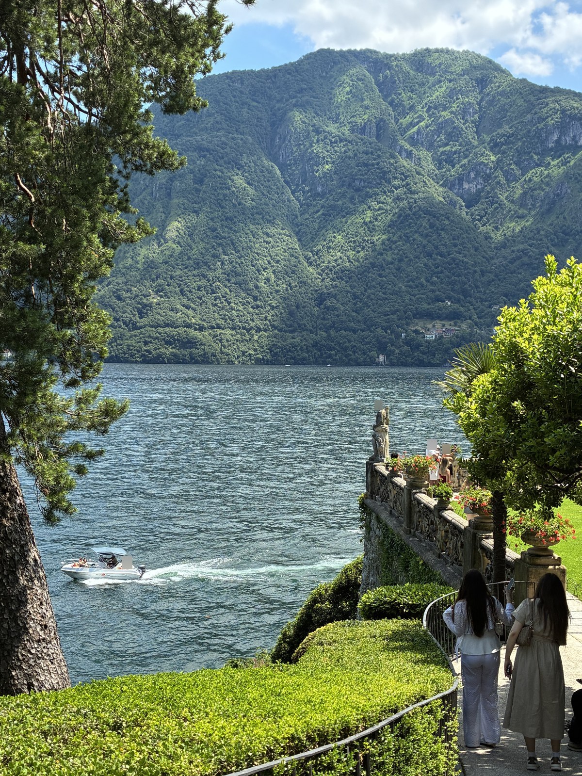 Panoramic view of Lake Como seen from Villa del Balbianello