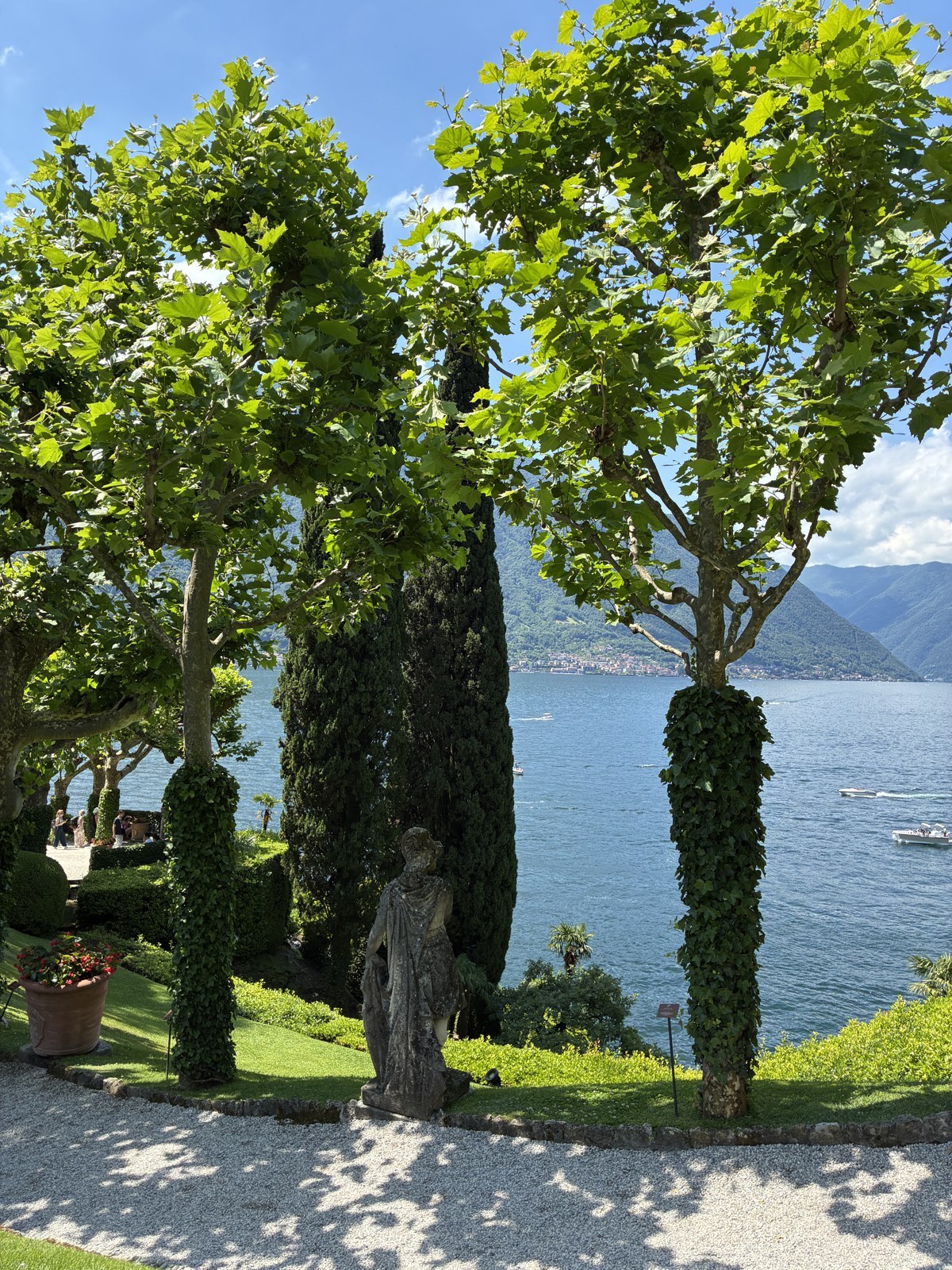 Loggia garden of Villa del Balbianello with Lake Como views