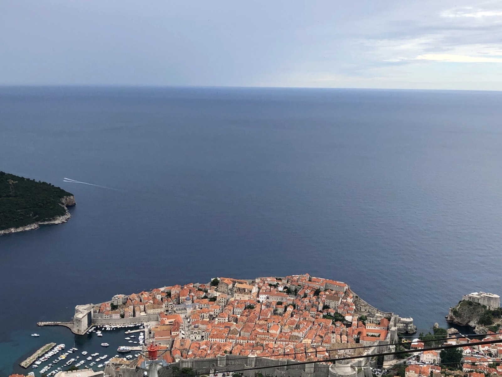 Panoramic view of Dubrovnik from the top of the Mount Srd cable car