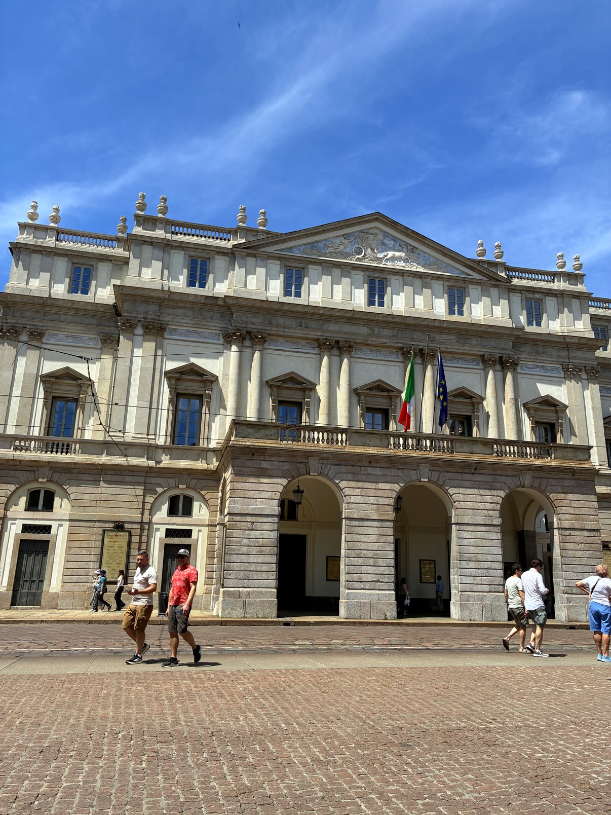 Neoclassical facade of Teatro alla Scala in Milan
