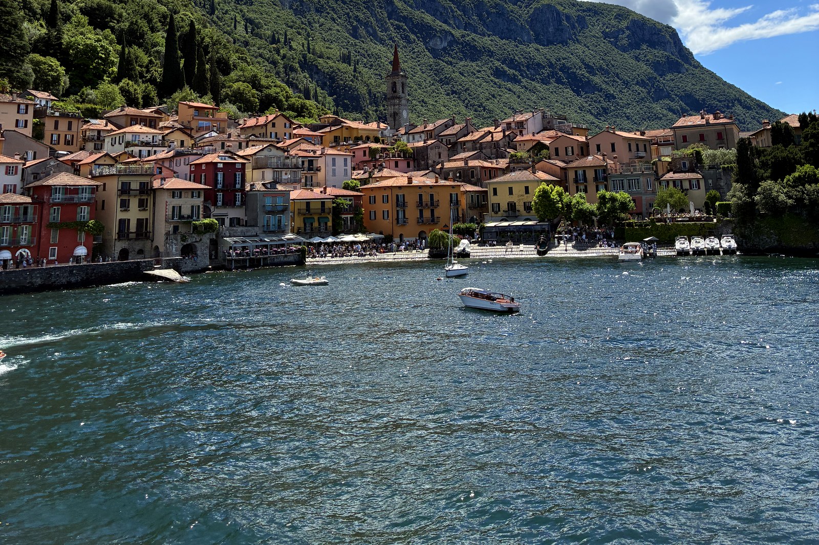 Colorful lakeside houses of Varenna above Lake Como