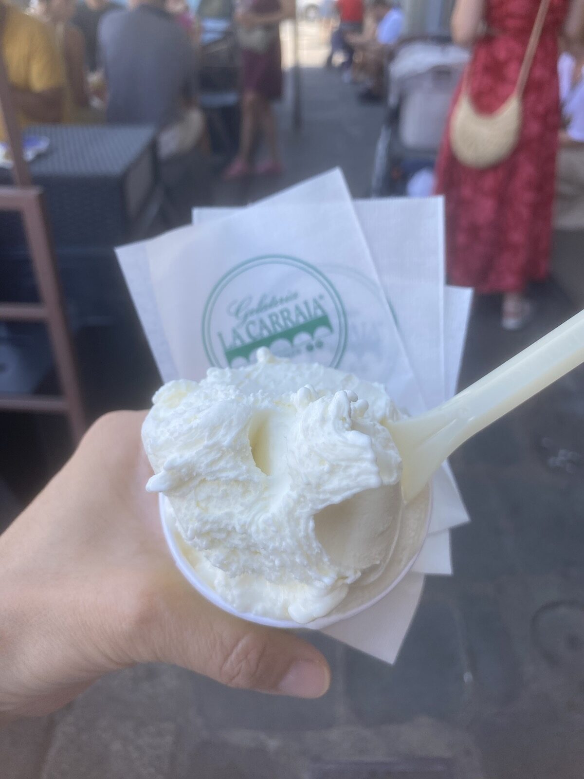 A cup of gelato from Gelateria La Carraia in Florence