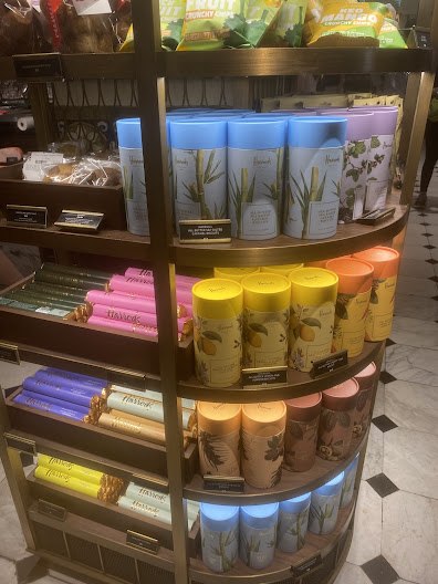 Harrods chocolate biscuits display
