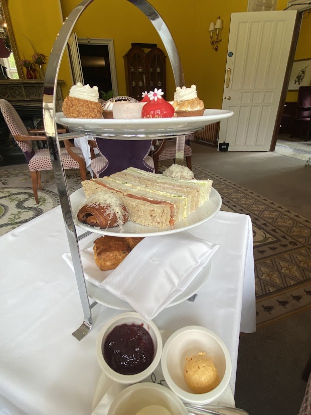 The afternoon tea stand at the Manor House, Castle Combe