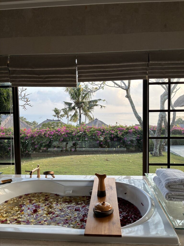 Flower bath prepared on arrival