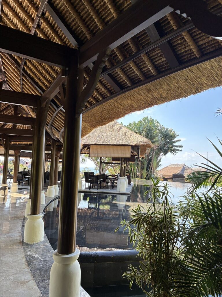 Villa reception pavilion under a thatched roof