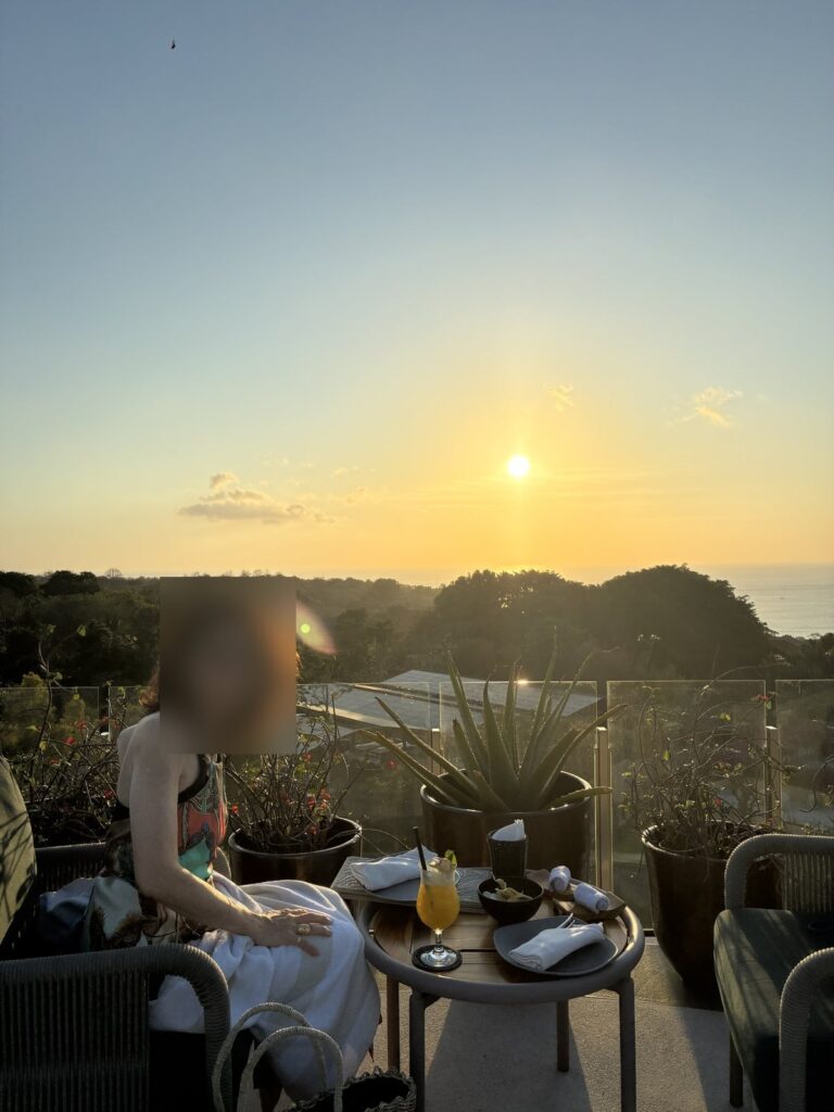 Sunset from a table at Luna Rooftop Bar